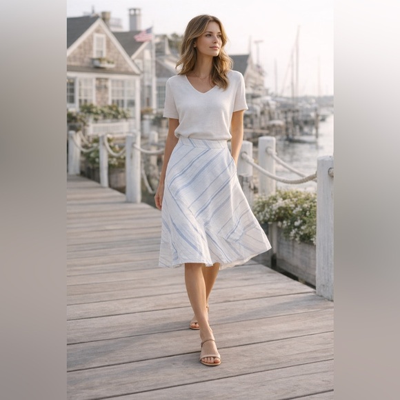 Banana Republic Dresses & Skirts - Coastal Linen Blend Stripe Skirt | A-Line Panel Flare · Banana Republic